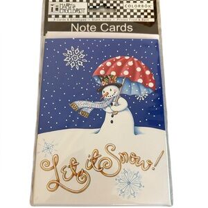 Mary Engelbreit Festive Snowman Note Cards Blue and White New